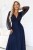 684-3 NERISSA elegancka tiulowa sukienka maxi z kopertowym dekoltem - granatowa